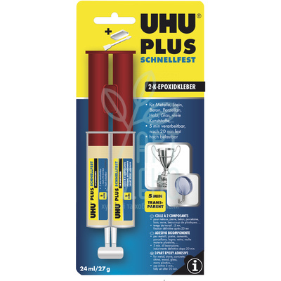 Клей Плюс 2К-Епоксидний Фіксатор Шприц 5 хв, Plus Schnellfest, 27 г, UHU
