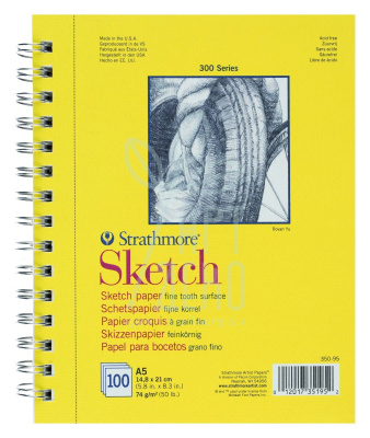 Альбом для скетчів 300 Series Sketch Paper, спіраль, A5 (21x14,8см), 74 г/м2, 100 л., Strathmore
