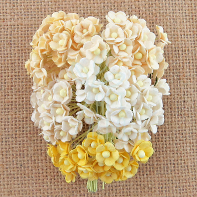 Квіти паперові Гортензія, біло-бежеві тони, 1 см, 20 шт., Тайланд