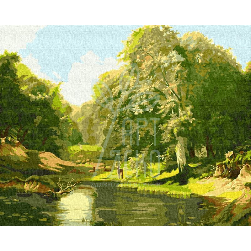 Набір для розпису за номерами "Родина оленів", 40х50 см, Ідейка
