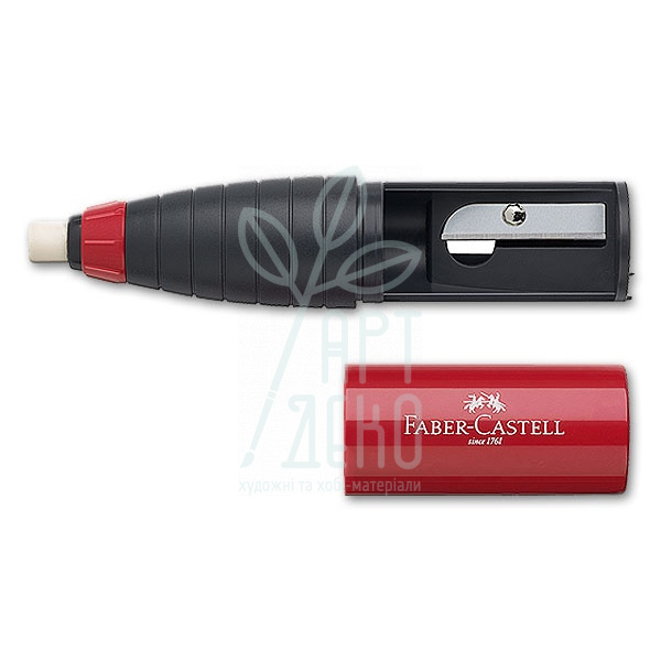 Точилка-гумка з контейнером, червона/синя, Faber-Castell