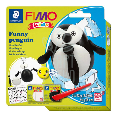 Набір полімерної глини Fimo kids "Пінгвінчик", 2 колори х 42 г, Fimo