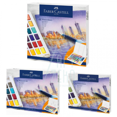 Набір акварельних фарб Watercolours, + пензлик з резервуаром, Faber-Castell