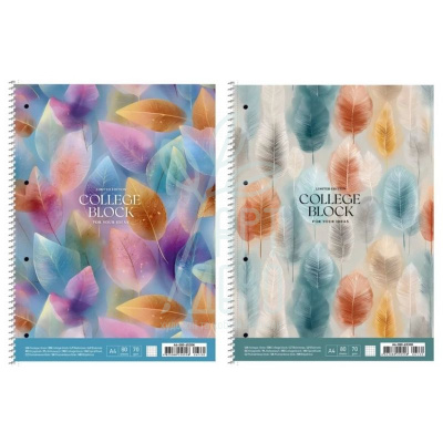 Коледж-блок Student, спiраль, А4+, ВД-лак, білий блок, клітинка, 70 г/м2, 80 л, Школярик