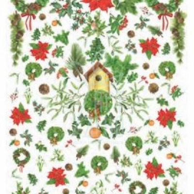 Папiр для декупажу Decoupage Paper, Botanical Christmas, 50х70 см, Ferrario