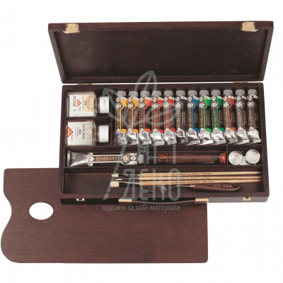 Набір олійних фарб Rembrandt PROFESSIONAL, 13 туб + пензлі, + доп. матеріали, коробка, Royal Talens Набір олійних фарб Rembrandt PROFESSIONAL, 13 туб + пензлі, + доп. матеріали, коробка, Royal Talens