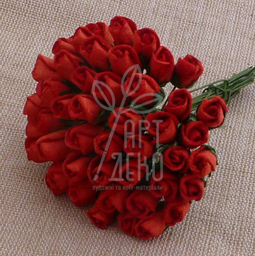 Квіти паперові Бутон троянди, червоні, 10 шт., Тайланд