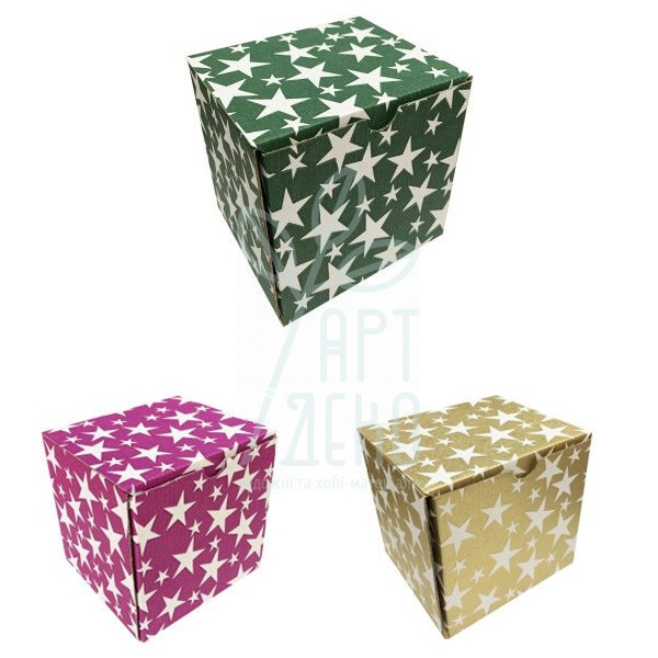 Коробка подарункова, гофрокартон "Зірки", 12х11,3х12 см, Україна