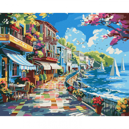Набір для розпису за номерами "Містечко біля океану", 40х50 см, Ідейка