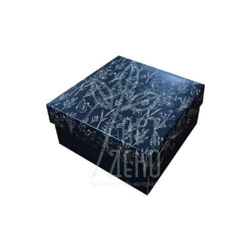 Коробка подарункова "Квітковий візерунок", 14х14х7 см, синя, Україна