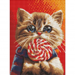 Набір з алмазною мозаїкою "Котик із цукеркою" , 30х40 см, Ідейка