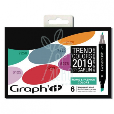 Набір маркерів перманентних двосторонніх Graph'it 2019 Home & Fashion, 6 шт., Oz International