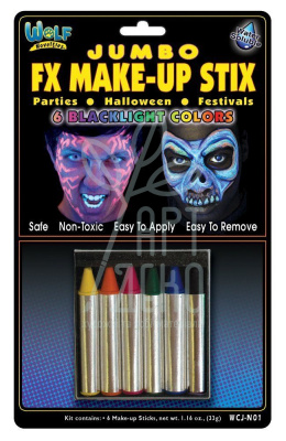 Набір олівців для гриму Jumbo Makeup Sticks/Blacklight Colours 6 шт., Wolfe