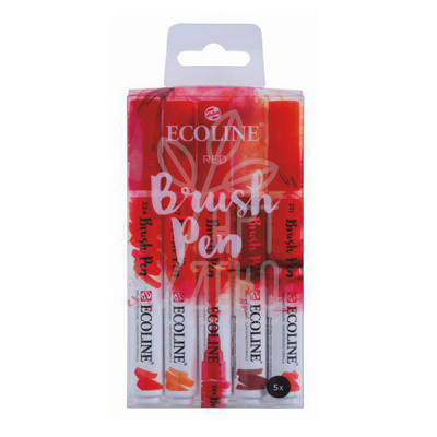 Набір пензлів-ручок Ecoline Brushpen RED, 5 кол., Royal Talens