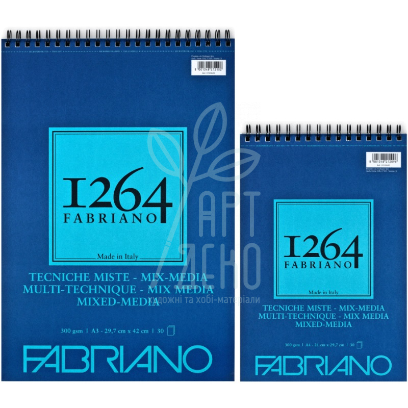 Альбом для змішаних технік Mix Media 1264, спіраль, 300 г/м2, 30 л., Fabriano