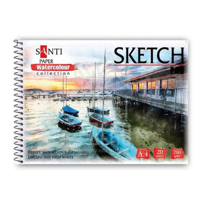 Альбом для акварелі Watercolour Collection "City", спіраль, А4, 200г/м3, 20 л., Santi Альбом для акварелі Watercolour Collection "City", спіраль, А4, 200г/м3, 20 л., Santi