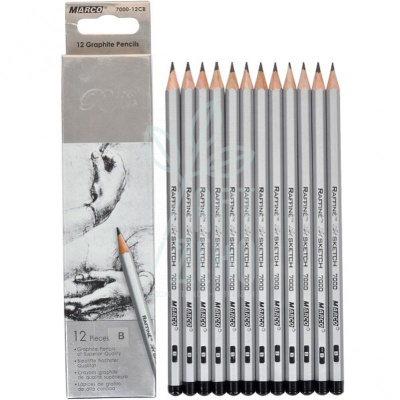 Набір олівців графітних Raffine, В, шестигранні, 12 шт., Marco