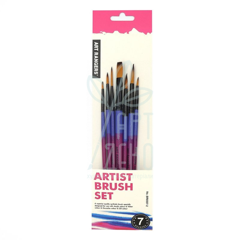 Набір пензлів Нейлон (круглі, плоскі), 7 шт, Art Rangers