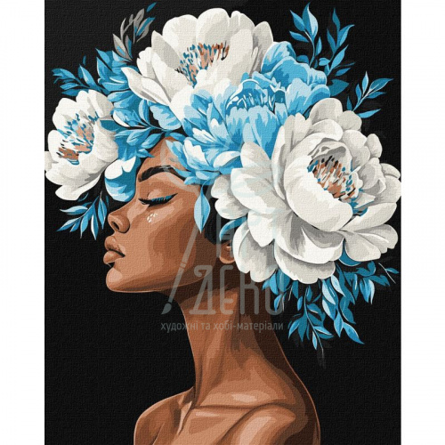 Набір для розпису за номерами "Блакитна гармонія", металік, 40х50, Ідейка