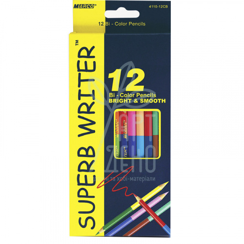 Набір олівців кольорових Superb Writer, двосторонні, 12 шт, Marco