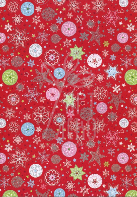 Папір з малюнком "Новорічні сніжинки", А4 (21х29,7 см), Червоний, 300 г/м2, Heyda