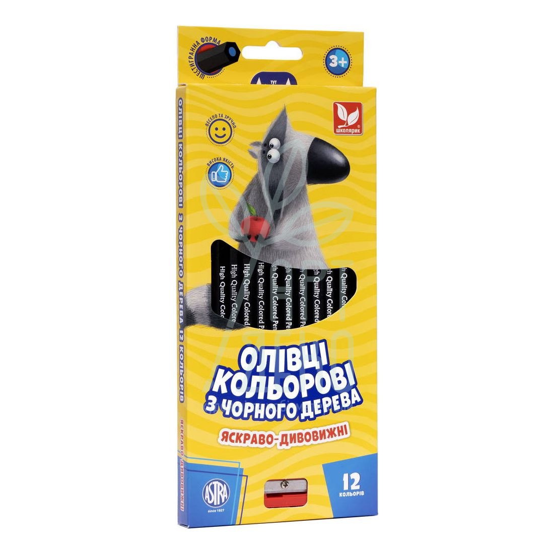 Набір олівців кольорових, з точилкою, 12 шт, Школярик 