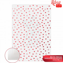 Калька напівпрозора з тисненням "Red Hearts", 21х29,7 см, 100 г/м2, ROSA Talent Калька напівпрозора з тисненням "Red Hearts", 21х29,7 см, 100 г/м2, ROSA Talent