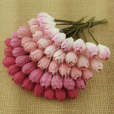 Квіти паперові Тюльпани, рожеві тони, 1 см, 10 шт., Тайланд