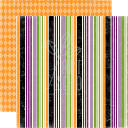 Аркуш паперу 30х30 см Happy Halloween/Magic Stripes, Echo Park