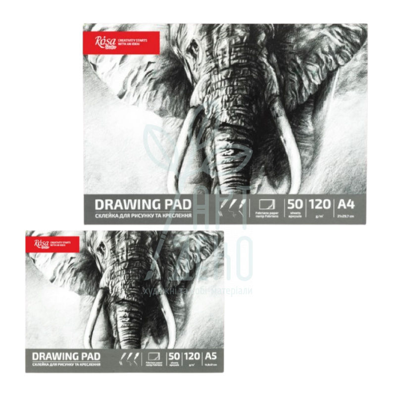 Склейка для рисунку Studio "Слон", 120 г/м2, 50 л, ROSA