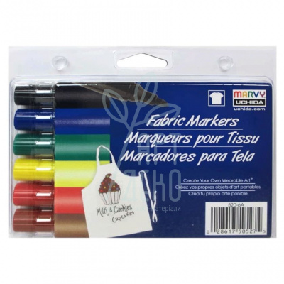 Набір маркерів для світлих тканин Класичні відтінки, 6 шт., Marvy