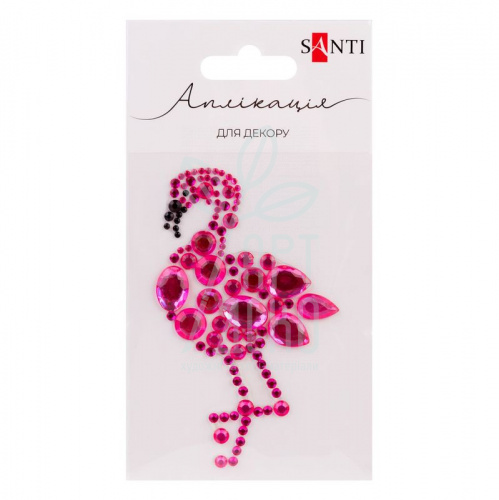 Аплікація зі страз самоклеючих "Фламінго", 6х10 см, Santi