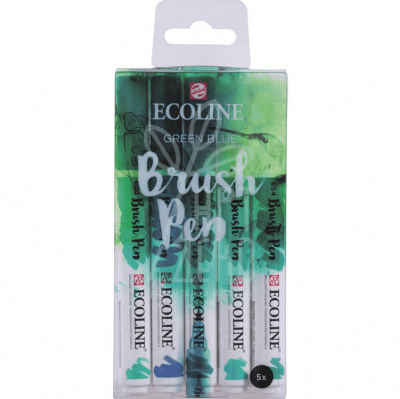 Набір пензлів-ручок Ecoline Brushpen GREEN BLUE, 5 кол., Royal Talens