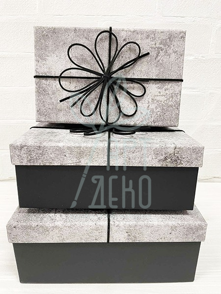 Коробка подарункова з бантом, сіра, Україна