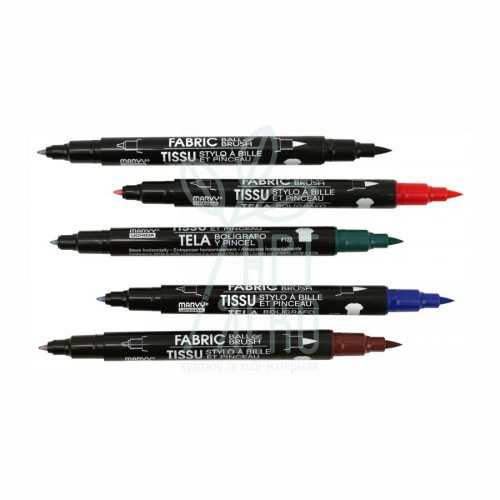 Маркер для світлих тканин двосторонній 122-S Fabric Ball&Brush, 0,75 мм, 1-2 мм, Marvy