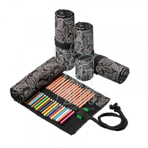 Пенал-згорток для олівців тканинний, чорний, Monet