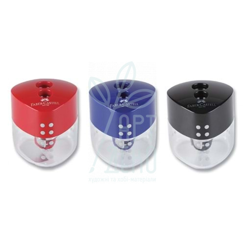 Точилка з контейнером GRIP 2ОТВ, подвійна, трикутна, асорті кольорів, Faber-Castell