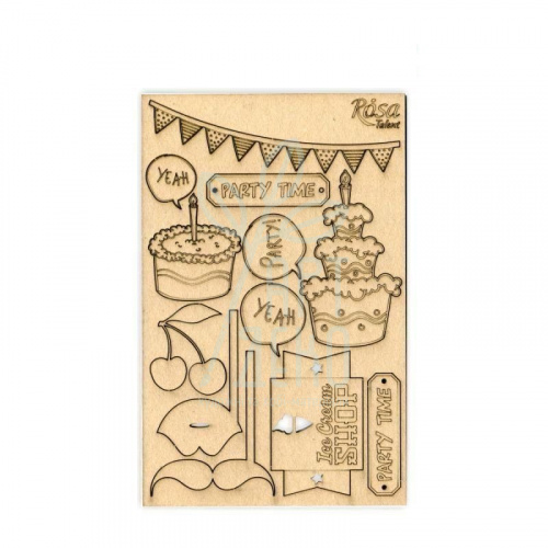 Чипборд для скрапбукінгу "Cake delicious 4", картон, 12,8х20 см, ROSA Talent