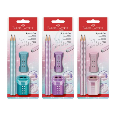 Набір олівець графітний Sparkle Cosmic, 2 шт, гумка, точилка, Faber-Castell Набір олівець графітний Sparkle Cosmic, 2 шт, гумка, точилка, Faber-Castell