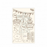 Набір чипбордів для скрапбукінгу "Cake delicious 4", білий картон, 12,8х20 см, ROSA Talent