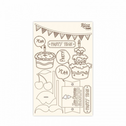 Чипборд для скрапбукінгу "Cake delicious 4", білий картон, 12,8х20 см, ROSA Talent