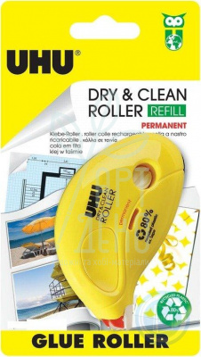 Клеючий ролер прозорий, Сухо і Чисто, Dry&Clean Glue Roller, 6,5 мм х 8,5 м, UHU