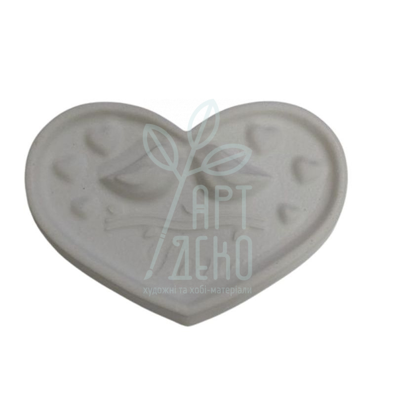 Гіпсова фігурка Серце з пташками, 9х7 см, Україна