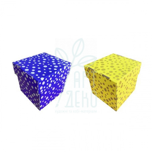 Коробка подарункова, гофрокартон "Горошок", 14,5х14,5х14,3 см, Україна