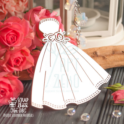 Чипборд "Весільна сукня з трояндами" Hm-081, Скрапбокс