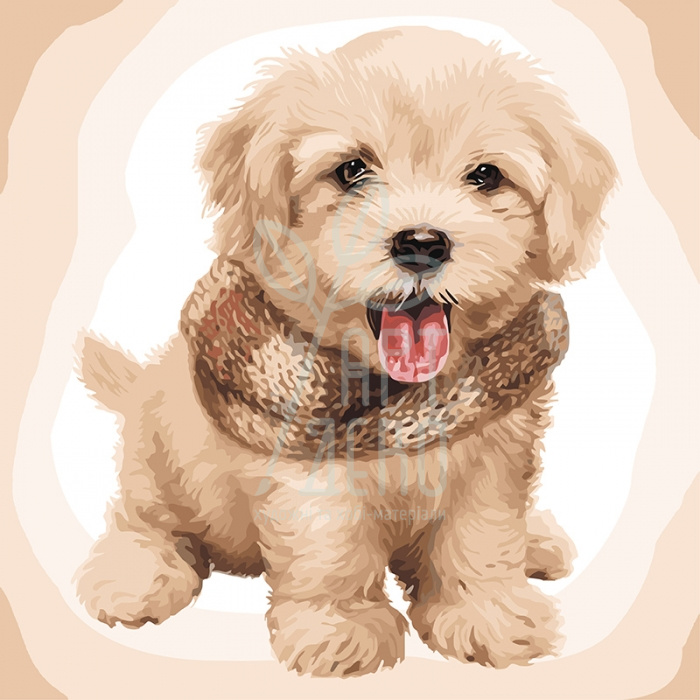 Набір для розпису за номерами "Пухнасте щеня", 40х40 см, Ідейка