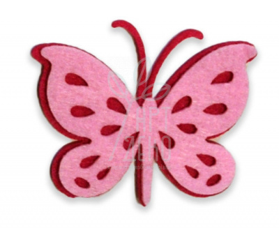Набір декору з фетру "Метелик", рожевий, 6 см, 4 шт, Україна