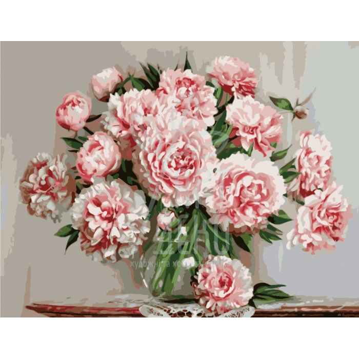 Набір для розпису за номерами "Ніжні півонії", 40х50 см, з подарунковою коробкою, Ідейка