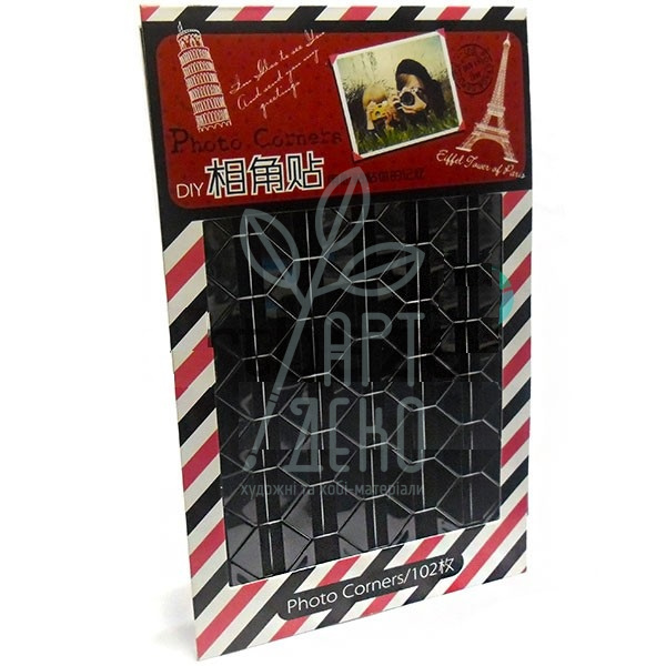 Кутики для альбомів і фотографій, трикутні, чорні, 102 шт, Китай