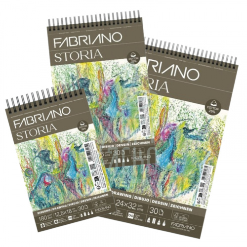 Альбом для рисунку STORIA, спіраль, 25% бавовна, 180 г/м2, 30 л., Fabriano